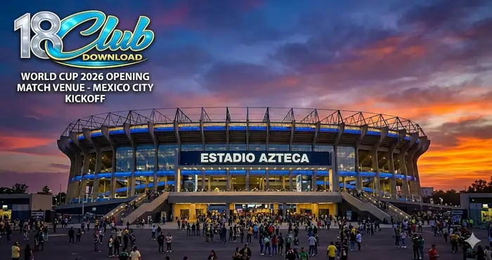 Exterior view of the newly renovated Estadio Azteca in Mexico City, the historic venue for the World Cup 2026 opening match kickoff.