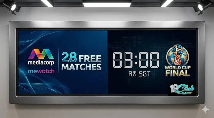 Infographic showing world cup news singapore regarding Mediacorp free-to-air matches and 2026 world cup fixtures Singapore time.